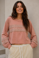 POL Textured Patch Shirring Top