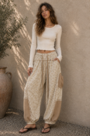 POL Oversized Floral Pattern Printed Knit Pants