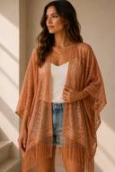 Flower Embroidered Sheer Kimono