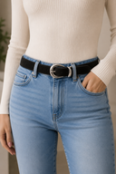 Oval Buckle Soft Leather Belt