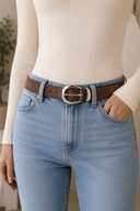Oval Buckle Soft Leather Belt