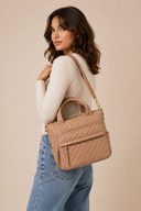 Quilted Nylon Tote Bag with Laptop Sleeve