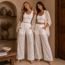 Lace Crochet Wide Leg Pants