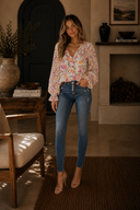 Garden Glow Floral Smocked Blouse