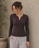 Simply Yours Ribbed Henley Modal Top | S-2X