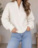 Cloudline Ribbed Half-Zip Relaxed Knit Pullover
