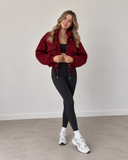Plaid Pursuit Drawstring Cropped Jacket