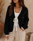 Cozy Charm Ribbon Tie Knit Cardigan