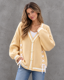 Ribbon Hearts Cable Knit Cardigan