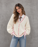 Ribbon Hearts Cable Knit Cardigan
