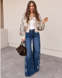 Crochet Lace Patch Floral Jacket Top