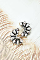 Sterling Half Moon Stone Cluster Earrings-Earrings-Krush Kandy, Women's Online Fashion Boutique Located in Phoenix, Arizona (Scottsdale Area)