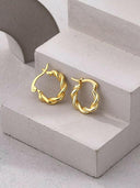 Sterling Silver Twist Geometric Minimalist Hoop Earrings-Earrings-Krush Kandy, Women's Online Fashion Boutique Located in Phoenix, Arizona (Scottsdale Area)