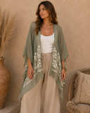 Floral Embroidered Stitch Kimono