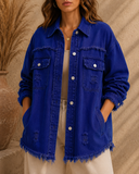 Frayed Denim Pocket Shirt Jacket