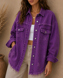 Frayed Denim Pocket Shirt Jacket