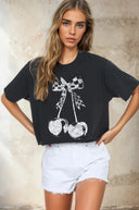 Checkered Bow Cherry Vintage Graphic Tee-Graphic Tees-Rae Collective, Women's Online Fashion Boutique Located in Phoenix, Arizona (Scottsdale Area)
