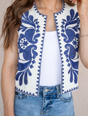 Callie Chic Embroidered Vest-Vests-Rae Collective, Women's Online Fashion Boutique Located in Phoenix, Arizona (Scottsdale Area)