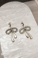 Stone Bliss Sterling Silver Bow Earrings-Stud Earrings-Rae Collective, Women's Online Fashion Boutique Located in Phoenix, Arizona (Scottsdale Area)