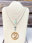 Opal Heart & Bow Layered Necklace-Necklaces-Krush Kandy, Women's Online Fashion Boutique Located in Phoenix, Arizona (Scottsdale Area)