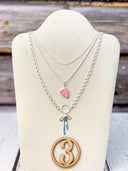 Opal Heart & Bow Layered Necklace-Necklaces-Krush Kandy, Women's Online Fashion Boutique Located in Phoenix, Arizona (Scottsdale Area)