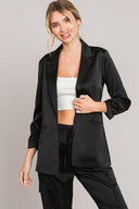 Satin Ruched Cuff Blazer Jacket-Blazers-Rae Collective, Women's Online Fashion Boutique Located in Phoenix, Arizona (Scottsdale Area)