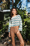 Chevron Crochet Crop Top-Long Sleeve Tops-Krush Kandy, Women's Online Fashion Boutique Located in Phoenix, Arizona (Scottsdale Area)