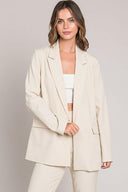 Twill Oversized Peak Collar Blazer Jacket-Blazers-Rae Collective, Women's Online Fashion Boutique Located in Phoenix, Arizona (Scottsdale Area)