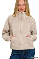 Acid Wash Half Zip Pullover-Sweatshirts-Rae Collective, Women's Online Fashion Boutique Located in Phoenix, Arizona (Scottsdale Area)