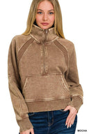 Acid Wash Half Zip Pullover-Sweatshirts-Rae Collective, Women's Online Fashion Boutique Located in Phoenix, Arizona (Scottsdale Area)