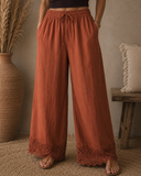 Lace Trim Coastal Wide Leg Pants