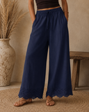 Lace Trim Coastal Wide Leg Pants