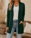 Long Sleeve Rib Banded Open Sweater Cardigan