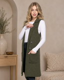 Long Sleeveless Notched Collar Sweater Vest