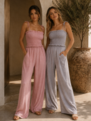 Mineral Wash Smocked Adjustable Jumpsuit