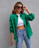 Frayed Denim Pocket Shirt Jacket-Jackets-Krush Kandy, Women's Online Fashion Boutique Located in Phoenix, Arizona (Scottsdale Area)