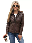 Faux Leather Hooded Zip-Up Jacket-Jackets-Krush Kandy, Women's Online Fashion Boutique Located in Phoenix, Arizona (Scottsdale Area)