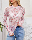 Sheer Floral Long Sleeve Top-Cardigan-Krush Kandy, Women's Online Fashion Boutique Located in Phoenix, Arizona (Scottsdale Area)