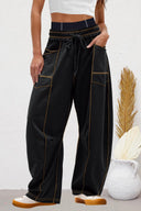 Wide Leg Contrast Barrel Pants-Pants-Krush Kandy, Women's Online Fashion Boutique Located in Phoenix, Arizona (Scottsdale Area)