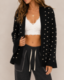 POL Pearl-Embellished Chenille Cardigan