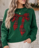 Plaid Bow Holiday Sweater \ KKB EXCLUSIVE XS-3X