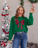 Plaid Bow Holiday Sweater \ KKB EXCLUSIVE XS-3X