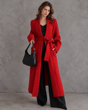 Elowen Sculpted Shoulder Belted Longline Knit Cardigan