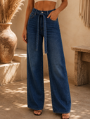 Rhinestone Wide Leg Denim Jeans