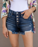 Risen Krissy Button Fly Frayed Hem Denim Shorts