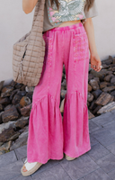 J.HER Mineral Washed Cotton Print Pocket Wide-Leg Flare Pants | S-XL-Pants-Rae Collective, Women's Online Fashion Boutique Located in Phoenix, Arizona (Scottsdale Area)