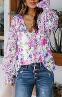 Garden Glow Floral Smocked Blouse