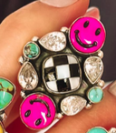 Happy Days Smiley Checkered Stone Rings-Cluster Rings-Rae Collective, Women's Online Fashion Boutique Located in Phoenix, Arizona (Scottsdale Area)