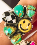 Happy Days Smiley Checkered Stone Rings-Cluster Rings-Rae Collective, Women's Online Fashion Boutique Located in Phoenix, Arizona (Scottsdale Area)