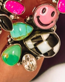 Happy Days Smiley Checkered Stone Rings-Cluster Rings-Rae Collective, Women's Online Fashion Boutique Located in Phoenix, Arizona (Scottsdale Area)